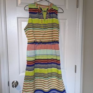 Multi-color medium striped midi-dress (w/pockets)